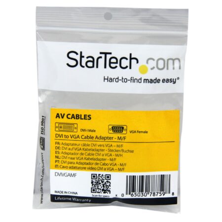 StarTech.com DVI to VGA Cable Adapter - DVI (M) to VGA (F) - 1 Pack - Male DVI to Female V - Image 3