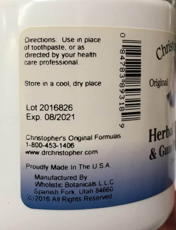 Christopher's Original Formulas Herbal Tooth and Gum Powder - Image 2