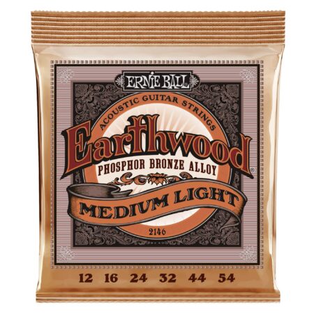 Ernie Ball Earthwood Medium Light Phosphor Bronze Acoustic Guitar Strings, 12-54 Gauge (P0