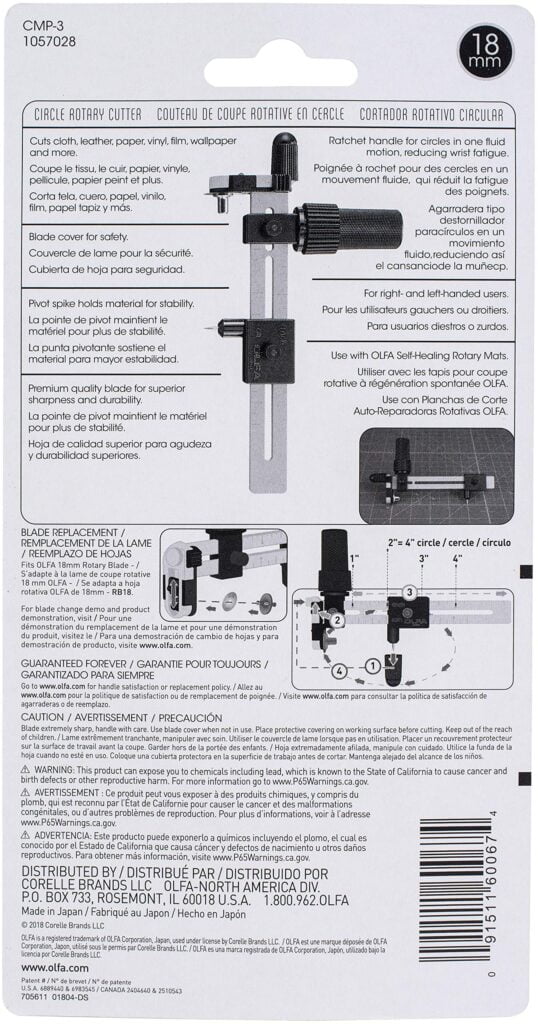 OLFA 18mm Rotary Circle Cutter (CMP-3) - Adjustable Rotary Blade Cutter w/ Ratchet Handle - Image 4