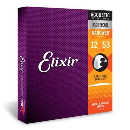 Elixir Strings, Acoustic Guitar Strings, 80/20 Bronze with NANOWEB Coating, Longest-Lastin