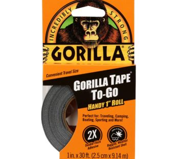 Gorilla Tape, Mini Duct Tape To-Go, 1″ x 10 yd Travel Size, Black, (Pack of 1)