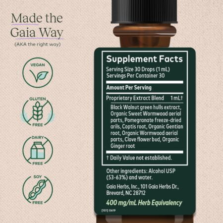 Gaia Herbs Wormwood Black Walnut Supreme, 1 fl oz (30 ml) - Image 2