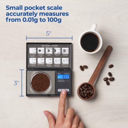 Series Digital Pocket Weight Scale, Stainless-Steel Backlit LCD 100g x 0.01g, (Black), AWS - Image 3