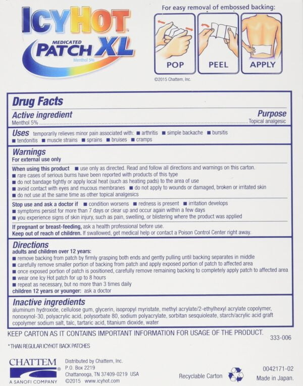 Icy Hot XL Medicated Patches 3 Patches - Image 2