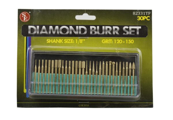 SE 30-Piece Set of Titanium-Coated Diamond Burrs, Grits 120-150 - 82331TF - Image 2