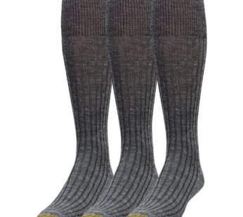 GOLDTOE Men’s Windsor Wool Over-The-Calf Dress Socks, 3-Pairs, Charcoal, Large