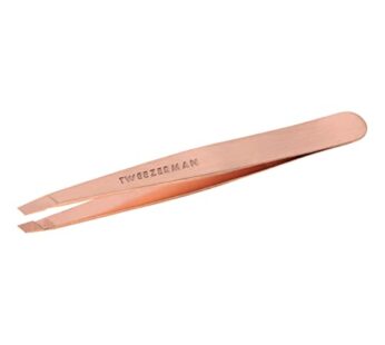 Tweezerman Stainless Steel Slant Tweezer – Eyebrow Tweezers for Women and Men (Rose Gold)