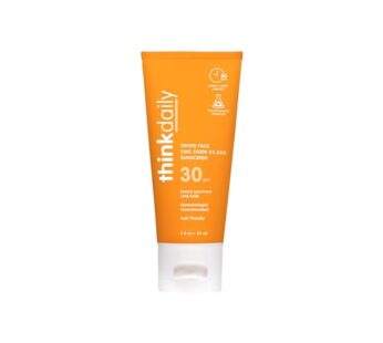 Thinkdaily Tinted Sunscreen for Face, SPF 30, 24.25% Zinc Oxide, 2 Oz, Safe, Natural, Wate