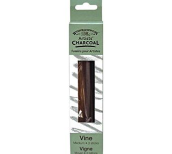 Winsor & Newton Artist Vine Charcoal Sticks, Medium, Black, Box of 3 Sticks