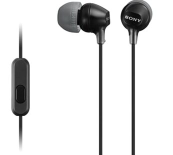 Sony MDREX15AP In-Ear Earbud Headphones with Mic, Black (MDREX15AP/B)
