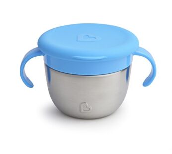 Munchkin  Snack+  Stainless Steel Snack Catcher Cup with Lid, 9 Ounce, Blue, 1 Pack