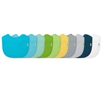 green sprouts Stay-dry Bibs (10-Pack), Aqua Set, 3-12 Months