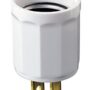 Leviton 61-W Lampholder Adapter Plug Wht, No Size, White
