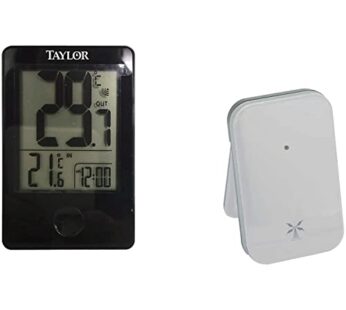 Taylor Wireless Digital Indoor Outdoor Thermometer, Black, LCD