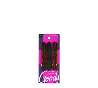 GOODY Classics Rounded Hair Barrette, Black & Tortoise, 3 Count