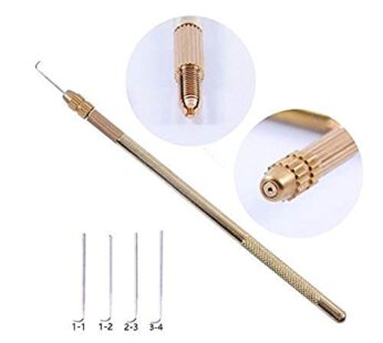 YANTAISIYU 4 pcs Ventilating Needles +1 Brass Holder for Lace Wig Needle