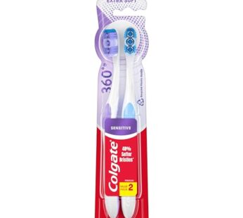 Colgate 360 Extra Soft Toothbrush for Sensitive Teeth and Gums with Tongue and Cheek Clean