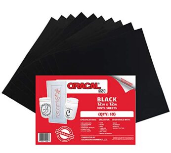 (10) 12″ x 12″ Sheets – Oracal 651 Black Adhesive Craft Vinyl for Cricut, Silhouette, Came