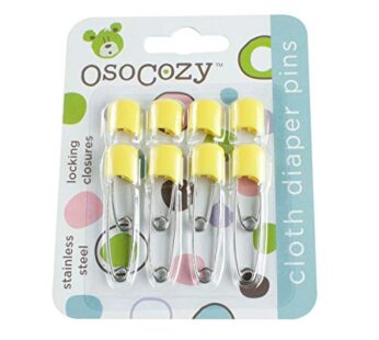 OsoCozy Diaper Pins – {Yellow} – Sturdy, Stainless Steel Diaper Pins with Safe Locking Clo