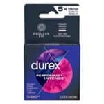 Condoms, Ultra Fine, Ribbed, Dotted with Delay Lubricant, Durex Performax Intense Natural - Image 2
