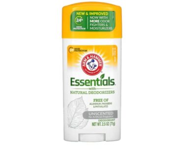 Arm & Hammer Essentials Natural Deodorant, Unscented 2.5oz (Pack of 3)