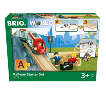 BRIO World – 33773 Railway Starter Set | 26 Piece Toy Train with Accessories and Wooden Tr