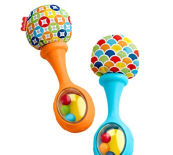 Fisher-Price Newborn Toys Rattle ‘n Rock Maracas, Set of 2 Soft Musical Instruments for Ba