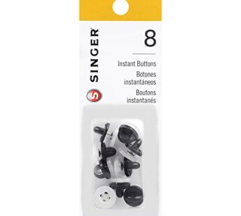 SINGER 00725 No-Sew Instant Button Replacements, 8-Count, White