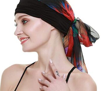 Chemo Scarf Headwear for Bald Head Women Bamboo Viscose Black Yellow