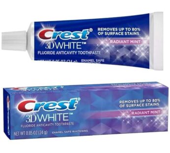 Crest 3D White Vivid Fluoride Anticavity Toothpaste, Radiant Mint 0.85 oz (Pack of 4)