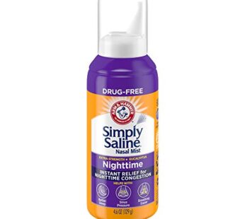 ARM & HAMMER Simply Saline Nighttime Nasal Mist 4.6oz- Instant Relief for SEVERE Congestio