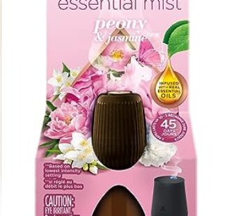 Air Wick Essential Mist Refill, 1 ct, Peony and Jasmine, Essential Oils Diffuser, Air Fres