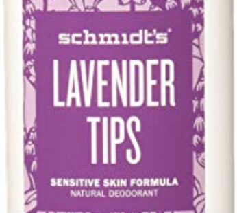 Schmidt’s Natural Deodorant for Sensitive Skin – Lavender Tips, 3.25 ounces. Stick for Wom