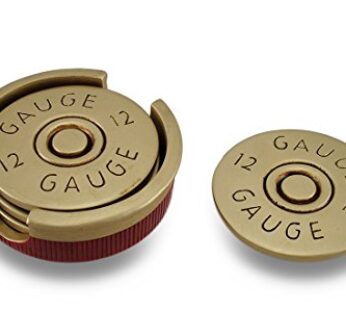 Shotgun Shell Coaster Set, Red/Gold by HomeWetBar