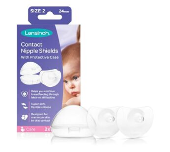 Lansinoh Contact Nipple Shields for Breastfeeding, 2 Nipple Shields (20mm) and Case