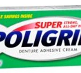 Super POLIGRIP Denture Adhesive Cream Artificial Flavor/Color Free 0.75 oz (Pack of 4)