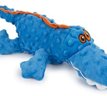 goDog Gators With Chew Guard Technology Tough Plush Dog Toy, Blue, Large (774019)