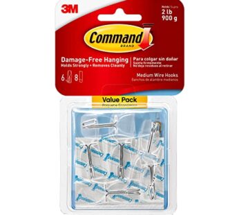 Command Medium Wire Toggle Hooks, Damage Free Hanging with Adhesive Strips, No Tools Wall