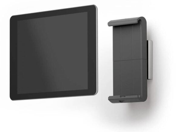 Durable Wall-Mounted Tablet Holder, Silver/Charcoal Gray