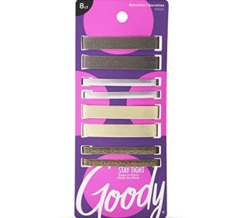 Goody Hair Barrettes Clips – 8 Count, Assorted Colors – Slideproof and Lock-In Place – Sui