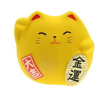 Kotobuki Maneki Neko Charm Kin-un Collectible Figurine, Wealth, Yellow