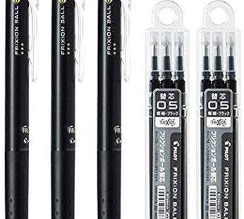 Pilot FriXion Ball Knock Retractable Erasable Gel Ink Pens, Extra Fine Point 0.5mm, Black