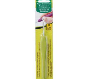 Clover 1040/B Lime Green Amour Crochet Hook, Size B, Yellow, 2.25mm