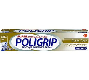 Super Poli-Grip Denture Adhesive Cream Extra Care, 2.20 Oz, Packs of 2