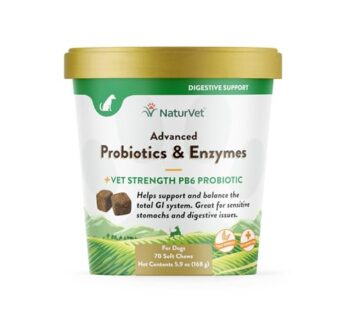 NaturVet Advanced Probiotics and Enzymes Supplement, Plus Vet Strength PB6 Probiotic, Soft