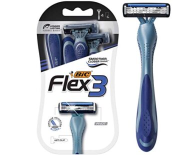 BIC Flex 3 Men?s Disposable Razors With 3 Blades, For a Smooth and Comfortable Shave, 4 Pi
