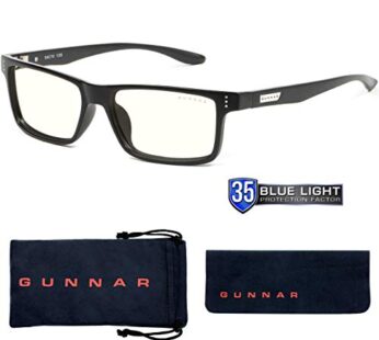 GUNNAR – Premium Reading Glasses – Blocks 65% Blue Light – Vertex, Onyx, Amber Tint, Pwr +