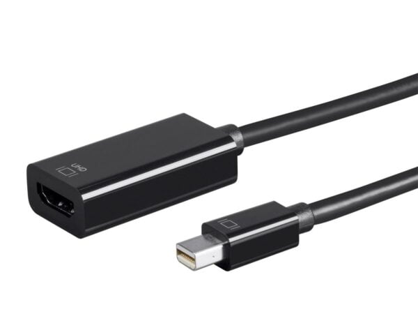 Monoprice Mini DisplayPort 1.2a to HDMI Active Adapter - 4K@60Hz, 18Gbps, UHD, 6 Inch, Bla