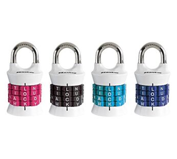 Master Lock 1535DWD Vertical Resettable Word Combination Padlock, 4-Pack, Color May Vary